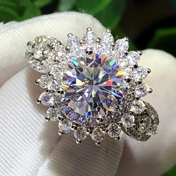 1pc Elegant Round Synthetic Crystal Cubic Zirconia Ring For Men - Picture 6 of 8